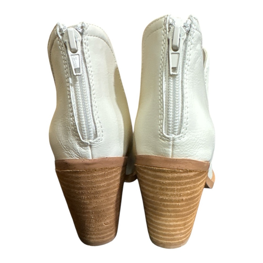 Anthropologie Joie Kayden Off White/Cream Leather Heeled Ankle Boots - Picture 5 of 8